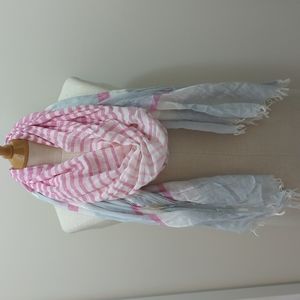 American eagle outfitters pink and gray stripe light scarf